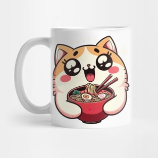 Cute Anime Kawaii Neko Cat Eating Ramen Mug